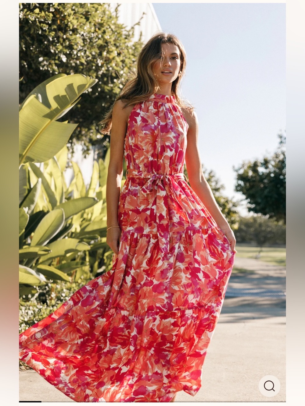 New Petal & Pup Caroline Sleeveless Pink Floral‎ Halter Maxi Dress Summer